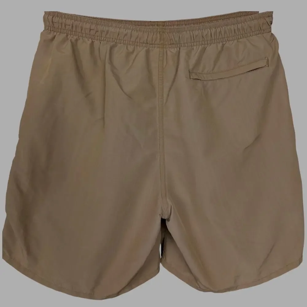 Stussy Big Basic Brown Water Shorts Men's Medium Tour Logo Swim Trunks Lined